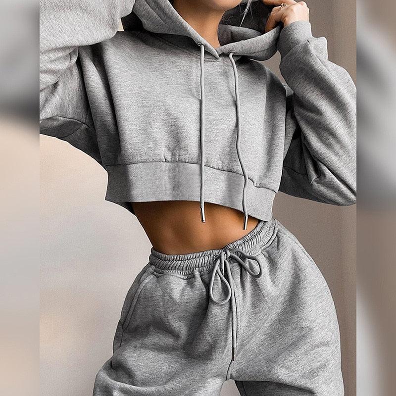 Fashion Winter Tracksuit Hoodie and Sweatpants Sports Set - Amazitshop