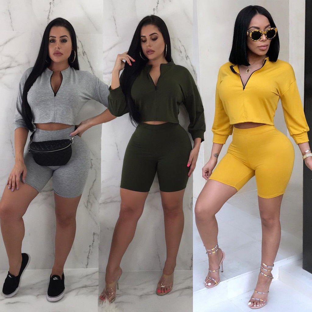 Fashion Women 2 Pieces Set Women Crop Top Hoodies Sweatshirt Tops Sweatshirt Track Pants Sweat Suits Tracksuit - Amazitshop