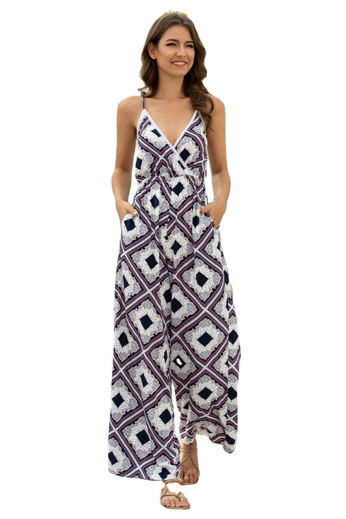 Fashion Women's Summer Jumpsuit Halter Women's Beachwear Wide - leg One - piece - Amazitshop