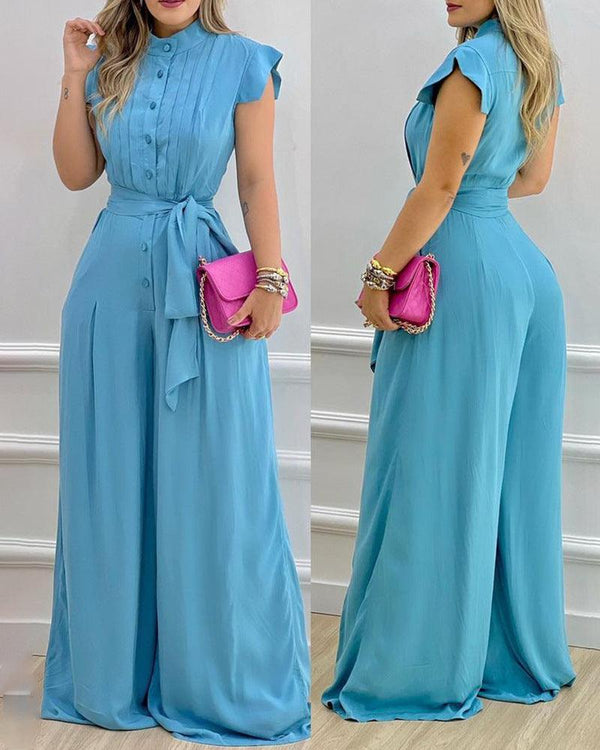 Fashion Women's Wear Blue Loose - fitting One - piece Trousers - Amazitshop