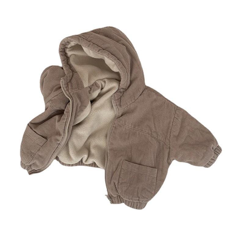 Fashionable Winter Boys' Retro Corduroy Thickened Zipper Cardigan Jacket - Amazitshop