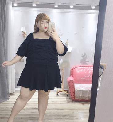 Fat Yingying Large Women's Dress Fat Mm Summer Dress Korean Version Square - Amazitshop