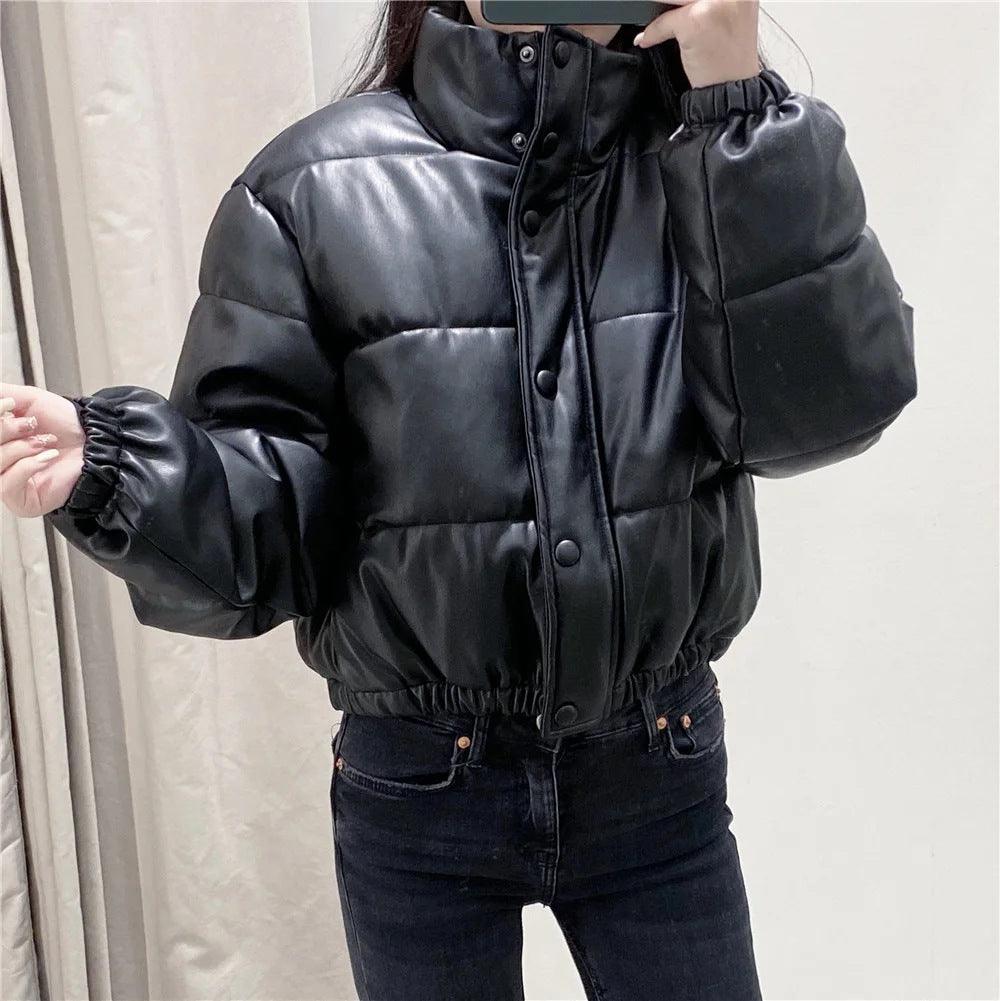 Faux leather cotton jacket - Amazitshop
