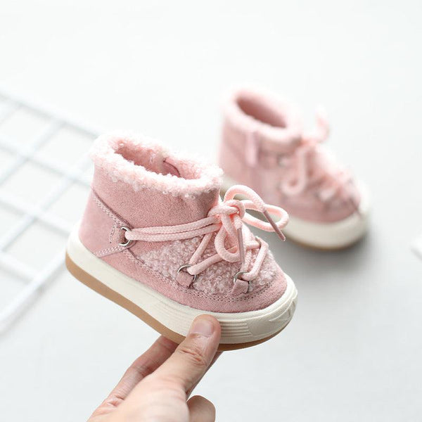 Female Baby Toddler Shoes High - top Boys Snow Boots Plus Velvet To Keep Warm Babies - Amazitshop