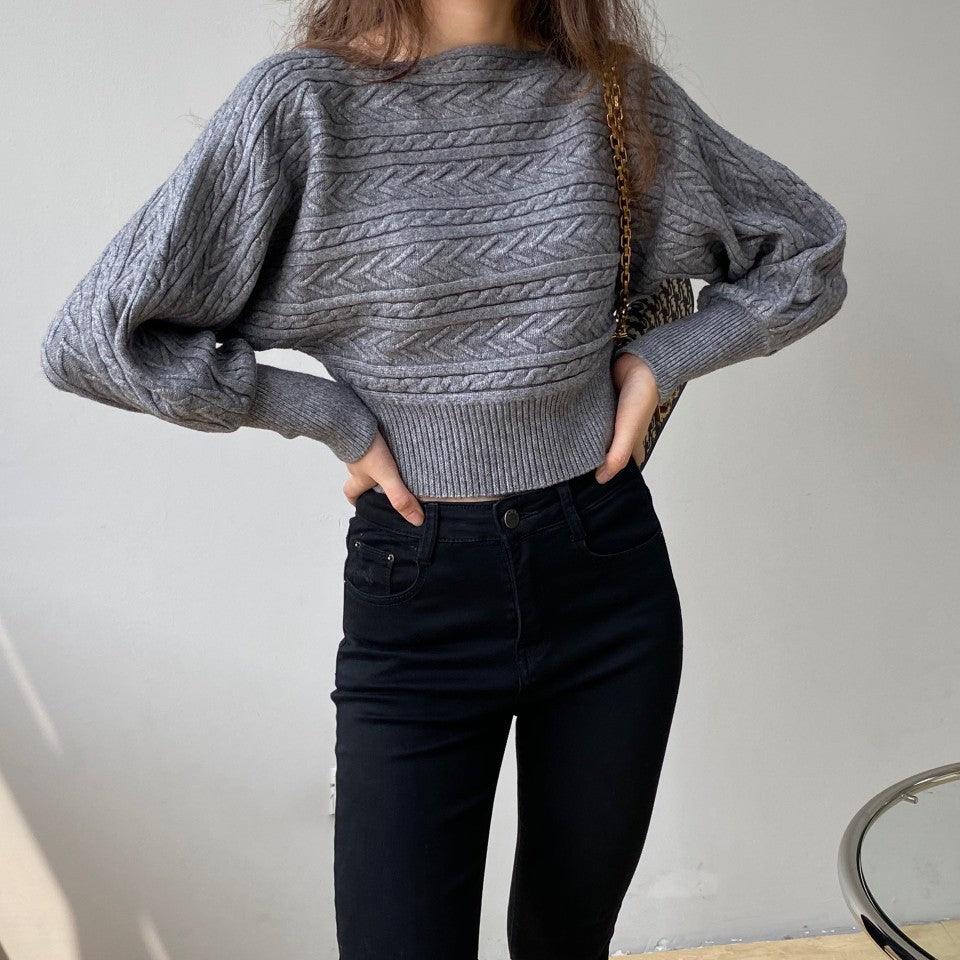 Feminine Temperament Wears Round Neck Short Sweater - Amazitshop