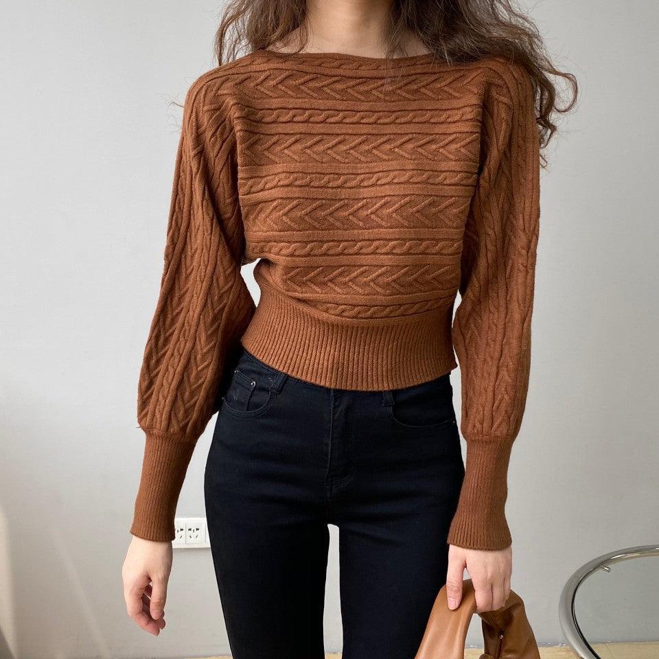 Feminine Temperament Wears Round Neck Short Sweater - Amazitshop