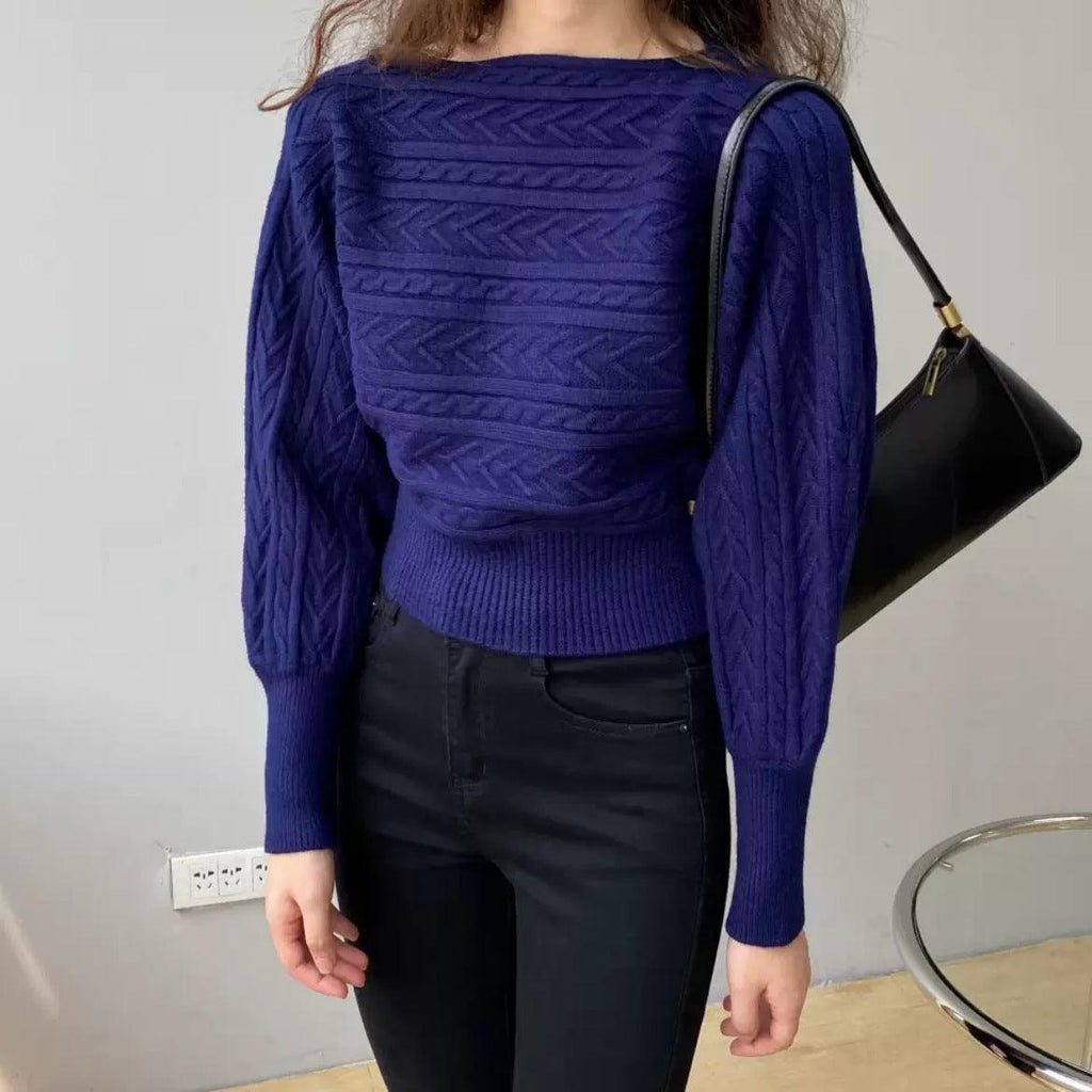 Feminine Temperament Wears Round Neck Short Sweater - Amazitshop