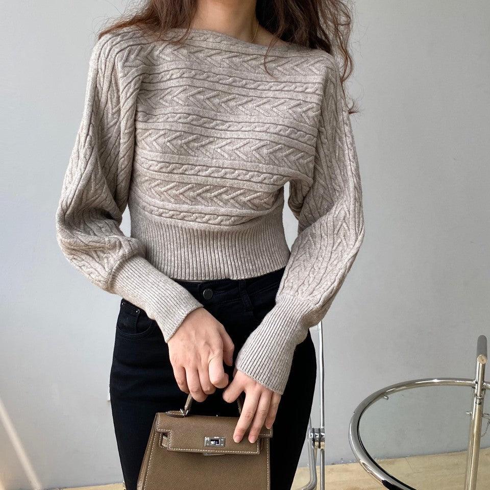 Feminine Temperament Wears Round Neck Short Sweater - Amazitshop