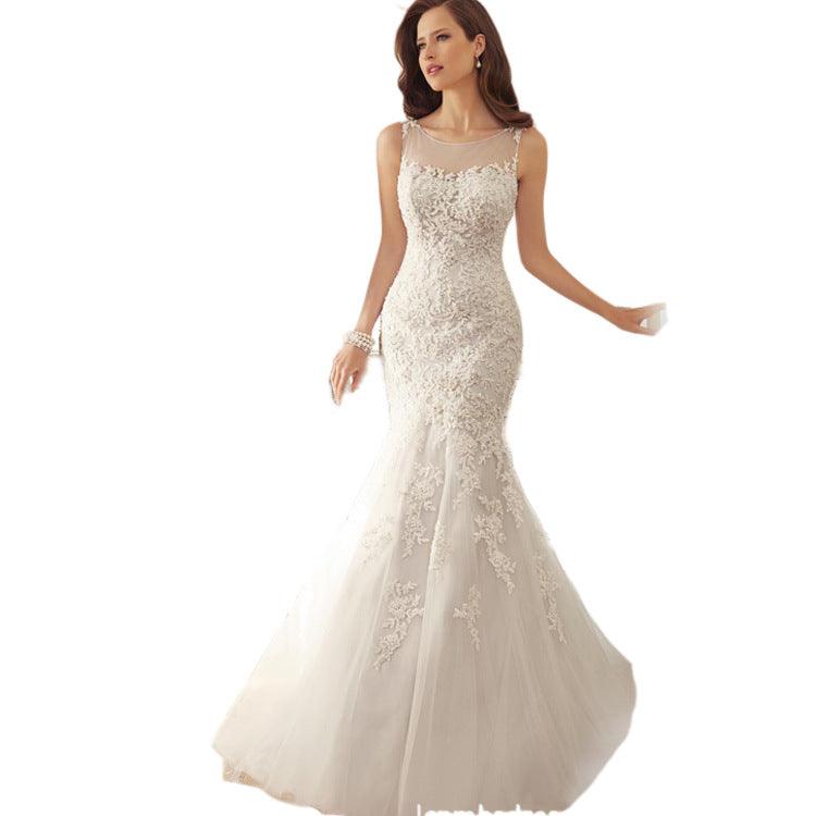 Fishtail Slim Wrapped Sexy Wedding Dress - Amazitshop