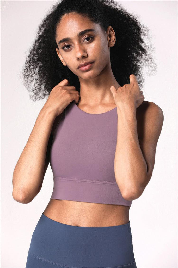 Fitness Cross Back Underwear Strappy Longline Yoga Bras Supportive Round Neck Gym Tops - Amazitshop