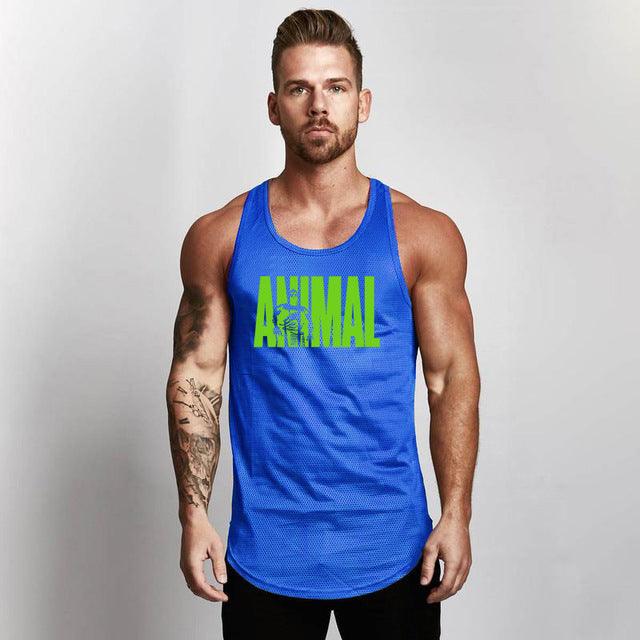Fitness Men Shirt Slim Fit Vests Mesh Singlets Muscle Tops - Amazitshop