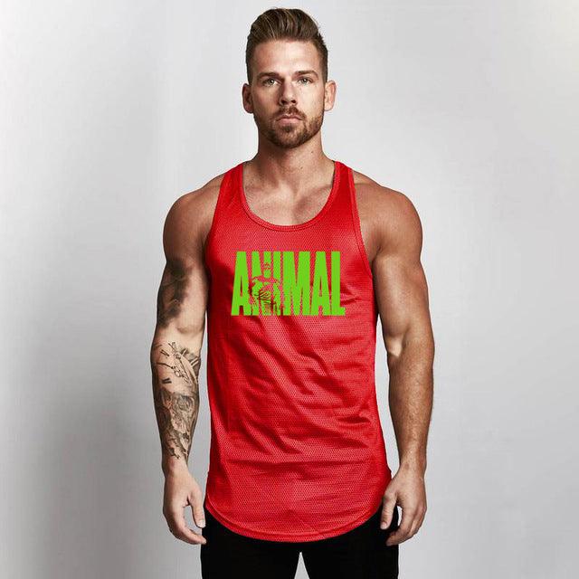 Fitness Men Shirt Slim Fit Vests Mesh Singlets Muscle Tops - Amazitshop