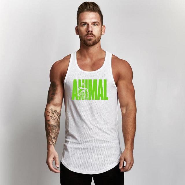 Fitness Men Shirt Slim Fit Vests Mesh Singlets Muscle Tops - Amazitshop