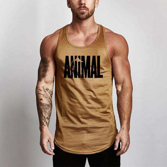 Fitness Men Shirt Slim Fit Vests Mesh Singlets Muscle Tops - Amazitshop