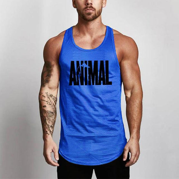 Fitness Men Shirt Slim Fit Vests Mesh Singlets Muscle Tops - Amazitshop