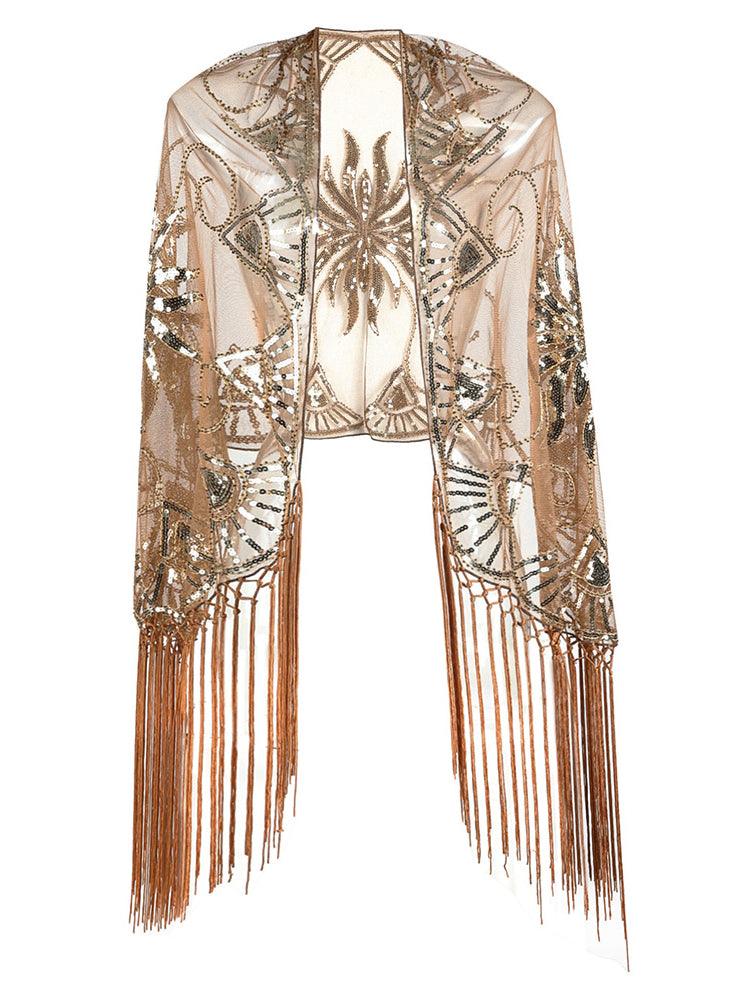 Flapper Gatsby Party Mesh Short Cover Up Dress Accessory - Amazitshop