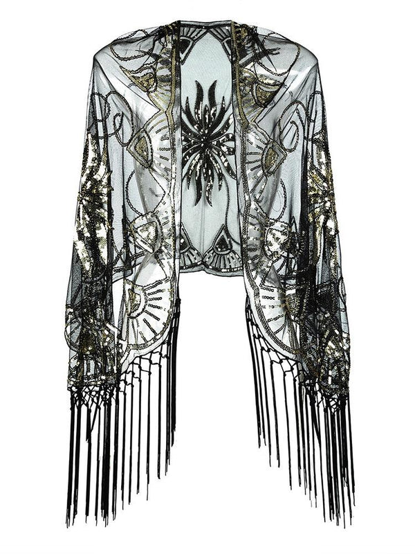 Flapper Gatsby Party Mesh Short Cover Up Dress Accessory - Amazitshop