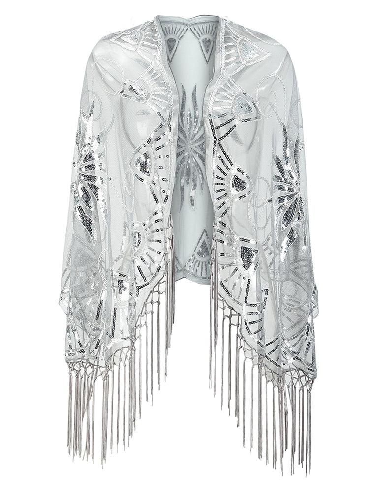 Flapper Gatsby Party Mesh Short Cover Up Dress Accessory - Amazitshop