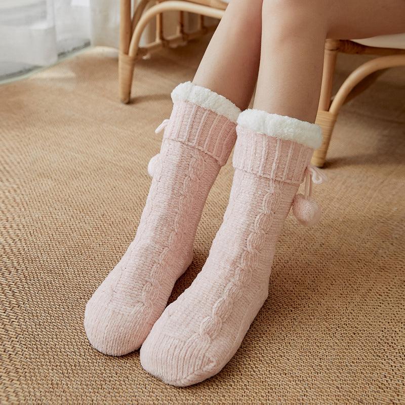 Floor Socks Snow Socks Home Warm With Velvet Leg Warmer Confinement Slippers Socks - Amazitshop