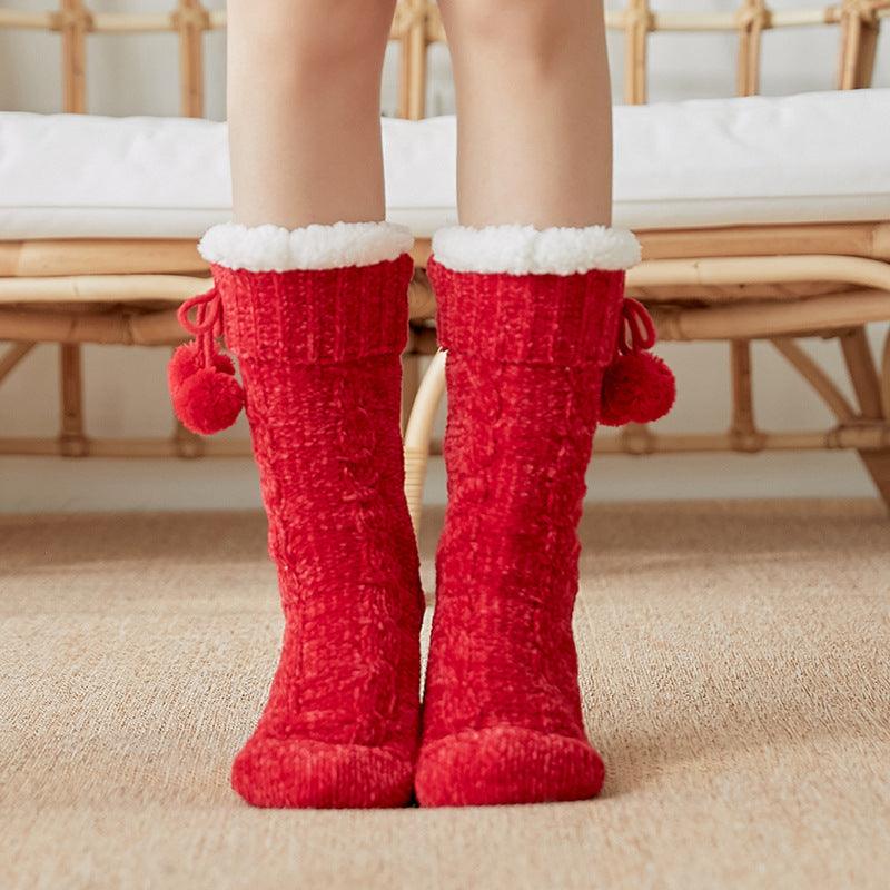 Floor Socks Snow Socks Home Warm With Velvet Leg Warmer Confinement Slippers Socks - Amazitshop