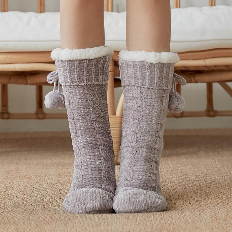 Floor Socks Snow Socks Home Warm With Velvet Leg Warmer Confinement Slippers Socks - Amazitshop