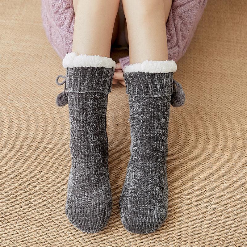 Floor Socks Snow Socks Home Warm With Velvet Leg Warmer Confinement Slippers Socks - Amazitshop