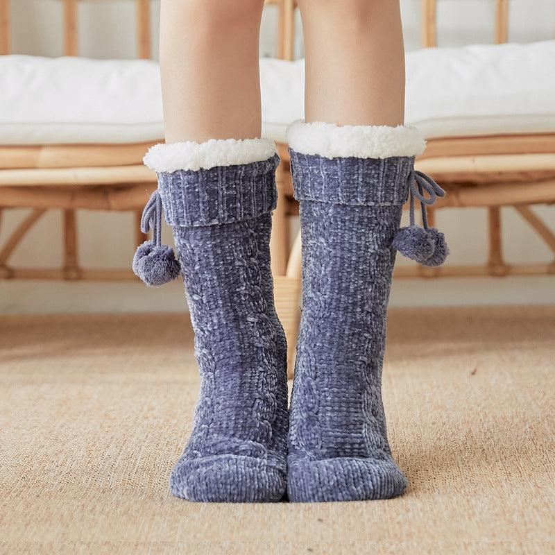 Floor Socks Snow Socks Home Warm With Velvet Leg Warmer Confinement Slippers Socks - Amazitshop