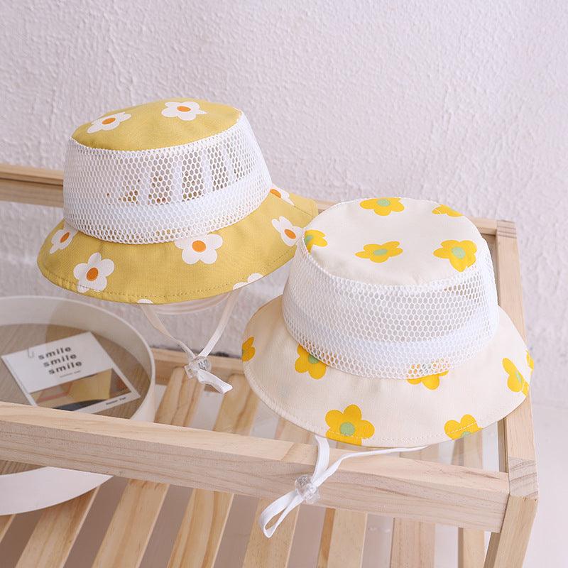 Floral Baby Bucket Hat Kids Accessories Mesh Summer Children Cap for Girls Baby - Amazitshop
