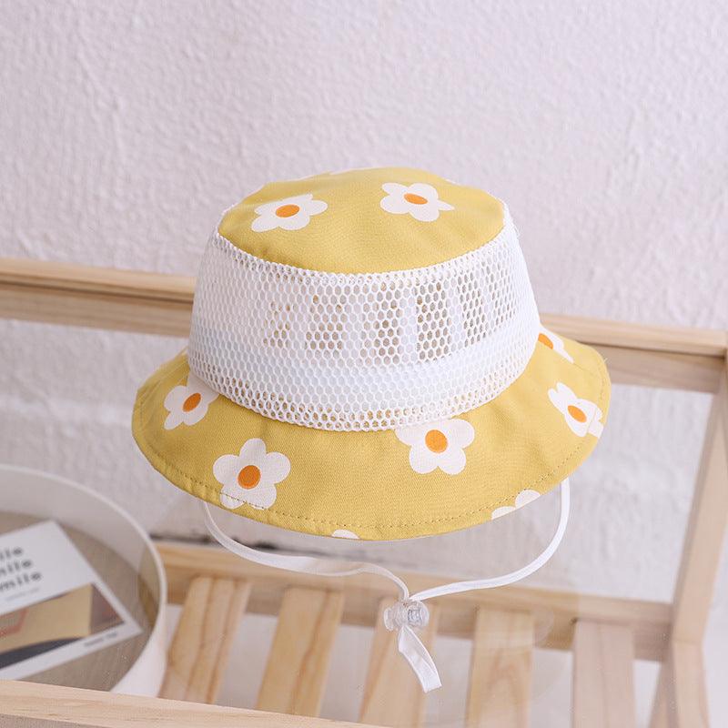 Floral Baby Bucket Hat Kids Accessories Mesh Summer Children Cap for Girls Baby - Amazitshop