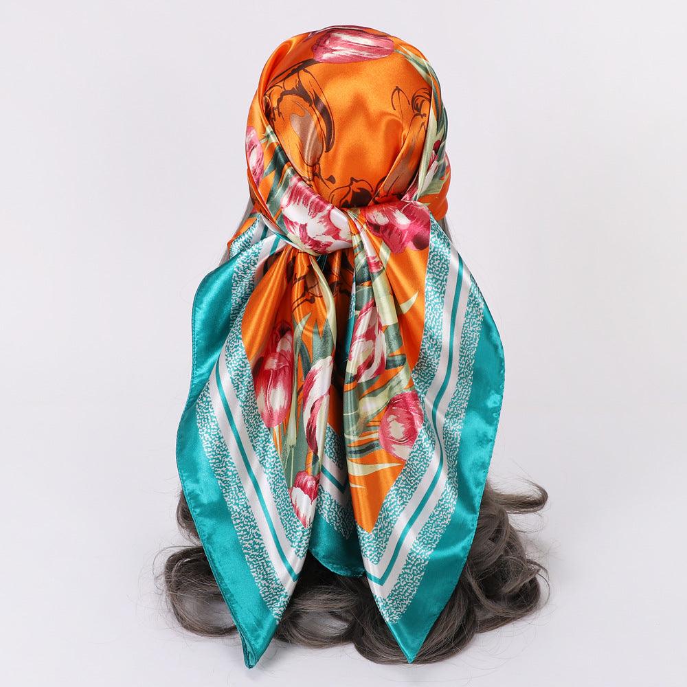 Flower Elegant High - end Imitated Silk Scarves Women - Amazitshop