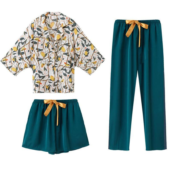 Flower rock satin pajamas - Amazitshop