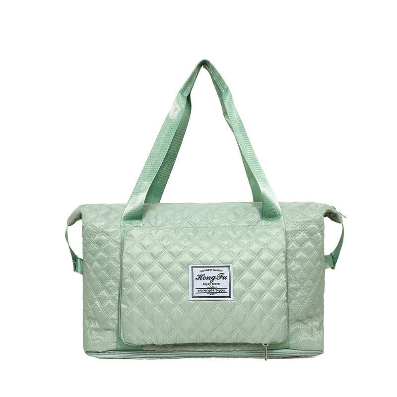 Foldable Travel Duffle Bag With Rhombus Sewing Design Large Capacity Fitness Handbag Portable Versatile Shoulder Bags Expandable Organizer - Amazitshop