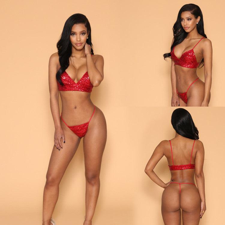 Foreign trade explosion sequins bikinis suit swimsuit pants suspenders nail sequins - Amazitshop