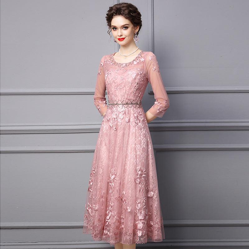 Formal Occasion Delicate Nailed Diamond Long Dress - Amazitshop