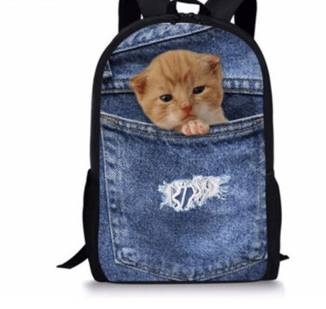 FORUDESIGNS Cat Backpack Cute 3D Animal Denim Backpacks for Children Boys Girls Casual Kids School Bag Mochila Travel Backpack - Amazitshop
