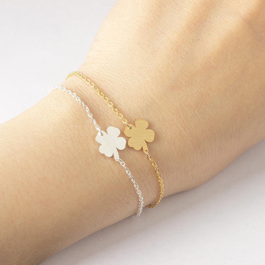 Four Petals Three Leaf Bracelet Charm Woman Jewelry Stainless Steel Friend Gift - Amazitshop