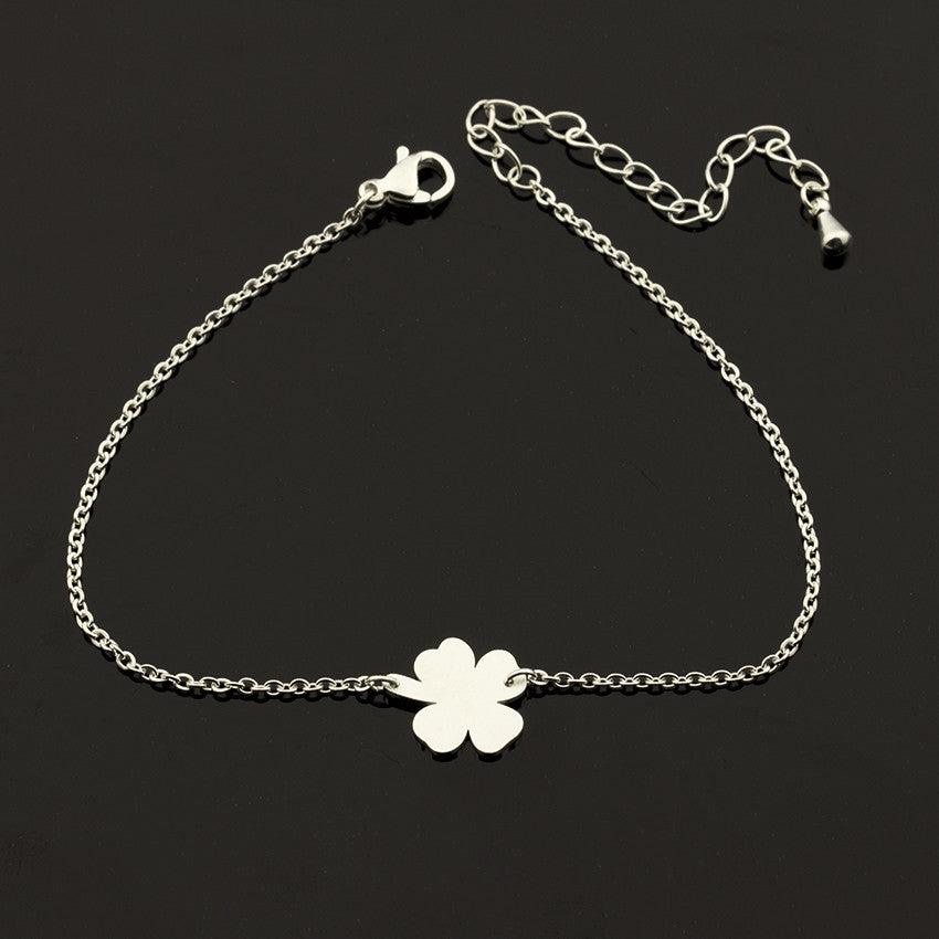 Four Petals Three Leaf Bracelet Charm Woman Jewelry Stainless Steel Friend Gift - Amazitshop