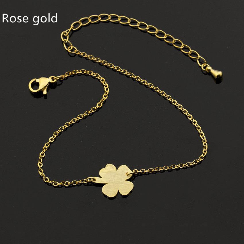 Four Petals Three Leaf Bracelet Charm Woman Jewelry Stainless Steel Friend Gift - Amazitshop