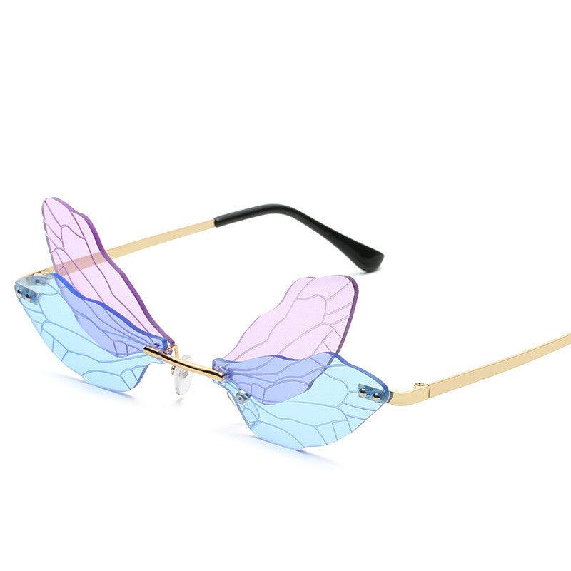 Frameless Trimming Sunglasses Women Dragonfly Wings Sunglasses - Amazitshop