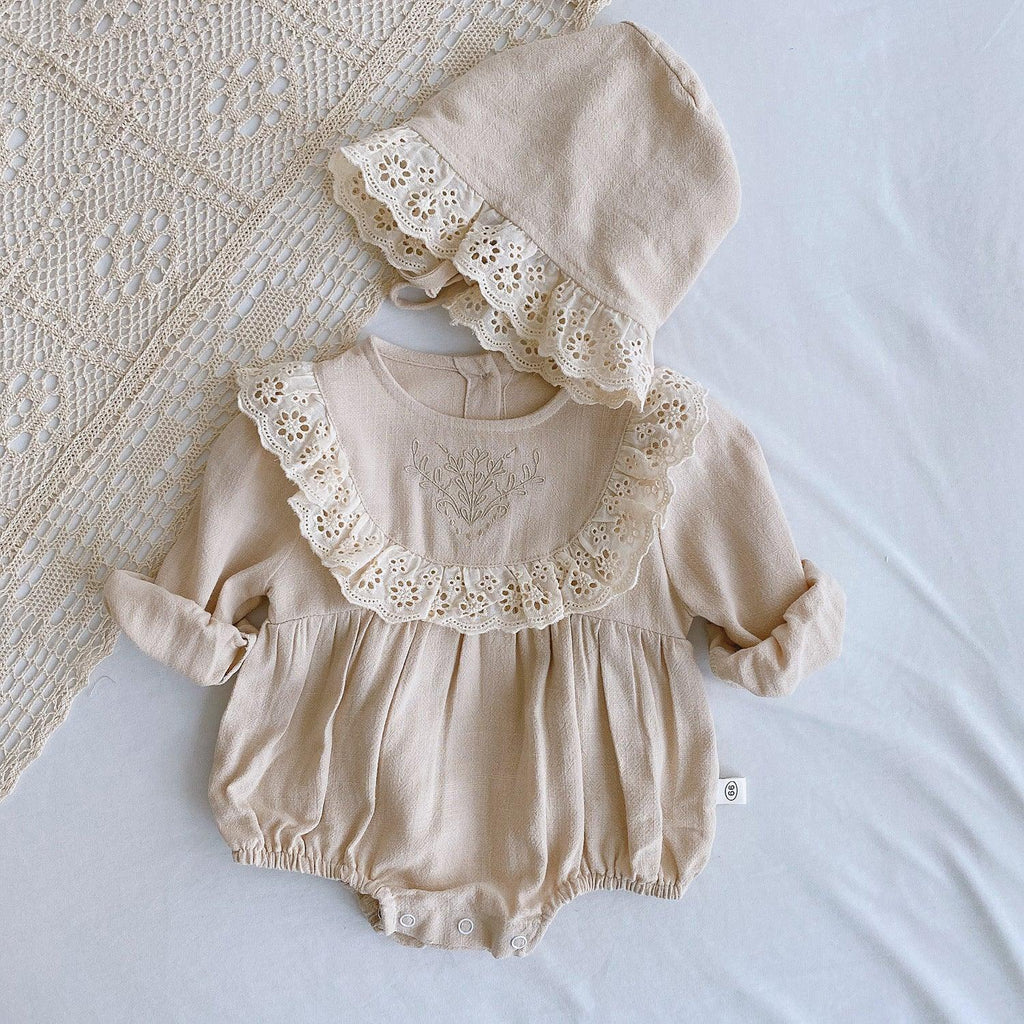 Free Hat Lace Onesie Baby Spring Clothes Newborn Rompers One Year Old Celebration Dress - Amazitshop