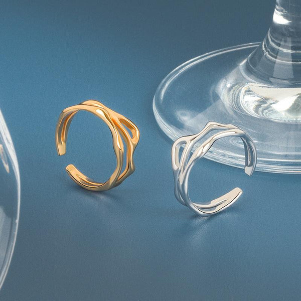 Freeform Irregular Double Layered Curve Ring - Amazitshop