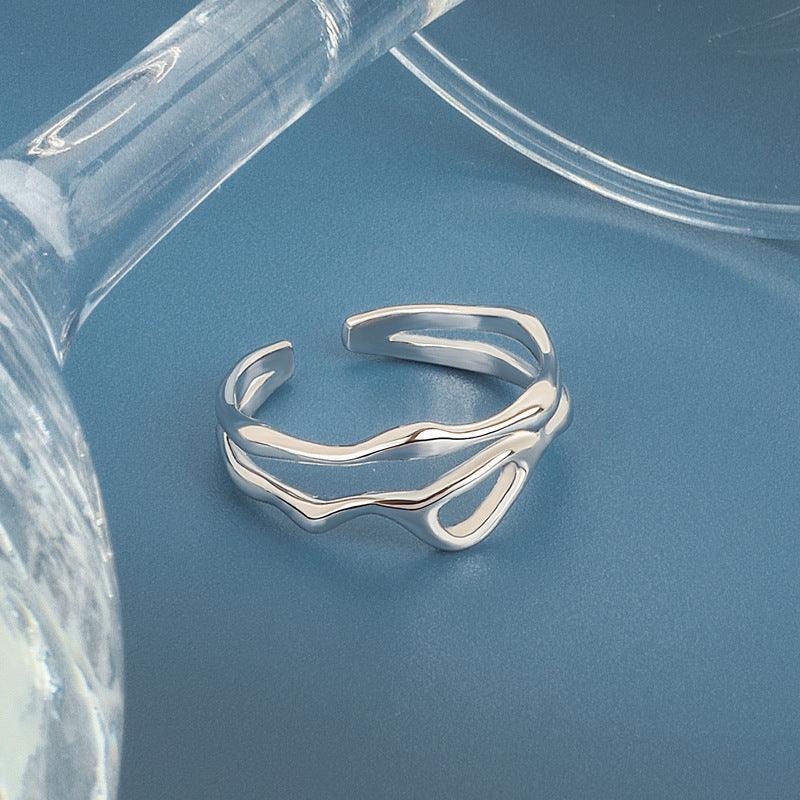 Freeform Irregular Double Layered Curve Ring - Amazitshop
