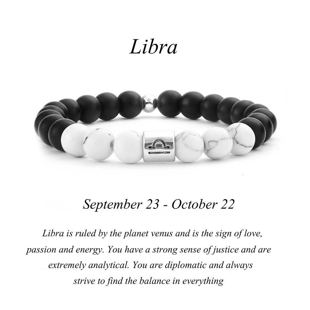 Frosted Black Agate White Turquoise Couple Bracelets For Men And Women Beads Bracelets 12 Constellation Bead Bracelets - Amazitshop