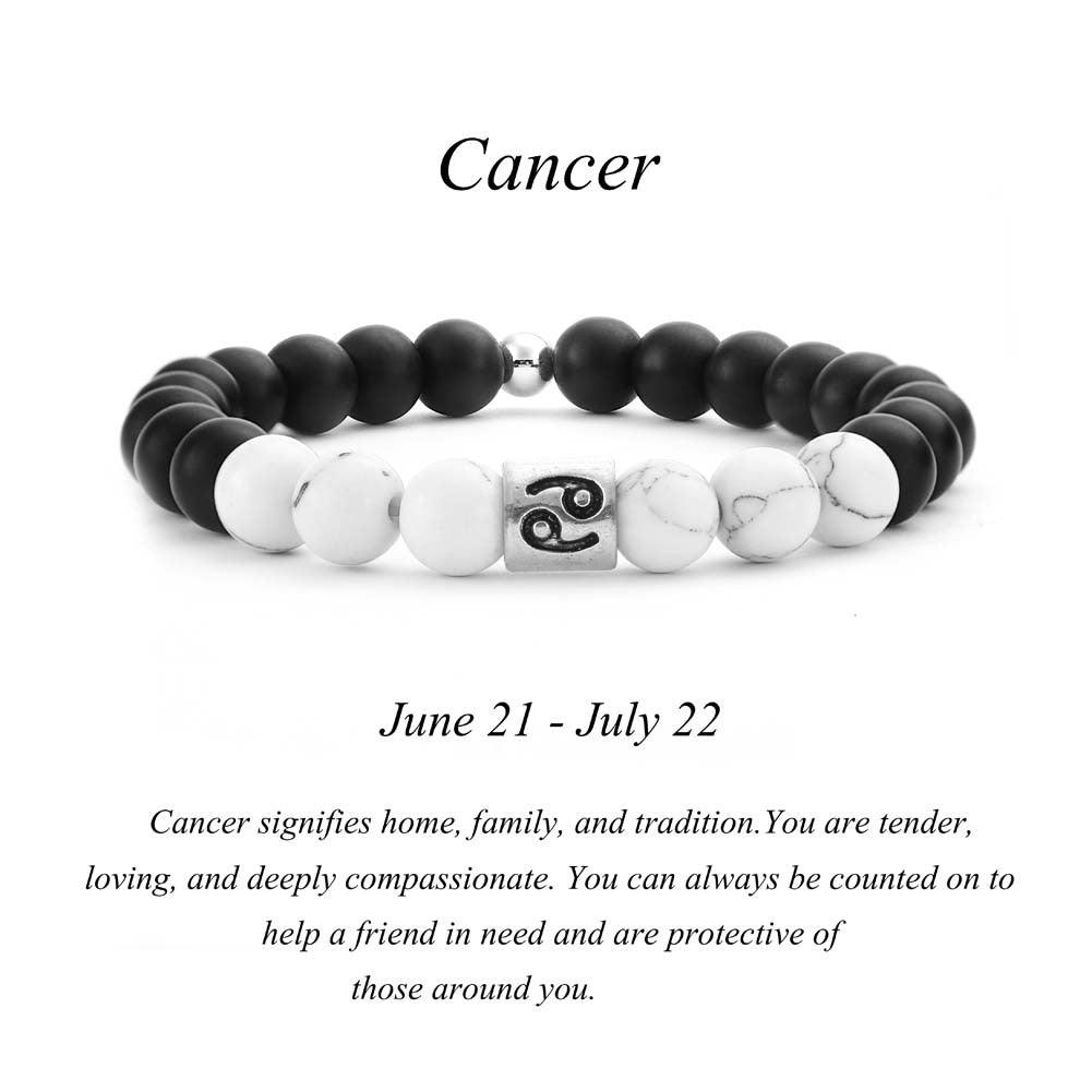 Frosted Black Agate White Turquoise Couple Bracelets For Men And Women Beads Bracelets 12 Constellation Bead Bracelets - Amazitshop