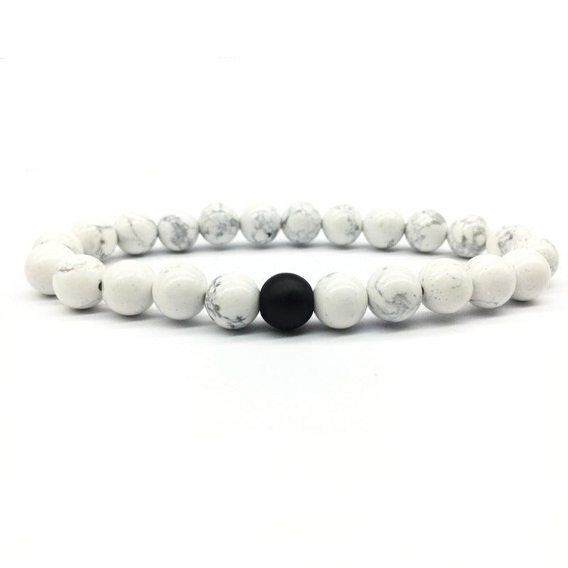 Frosted Stone White Turquoise 8mm Couple Suit Bracelet - Amazitshop