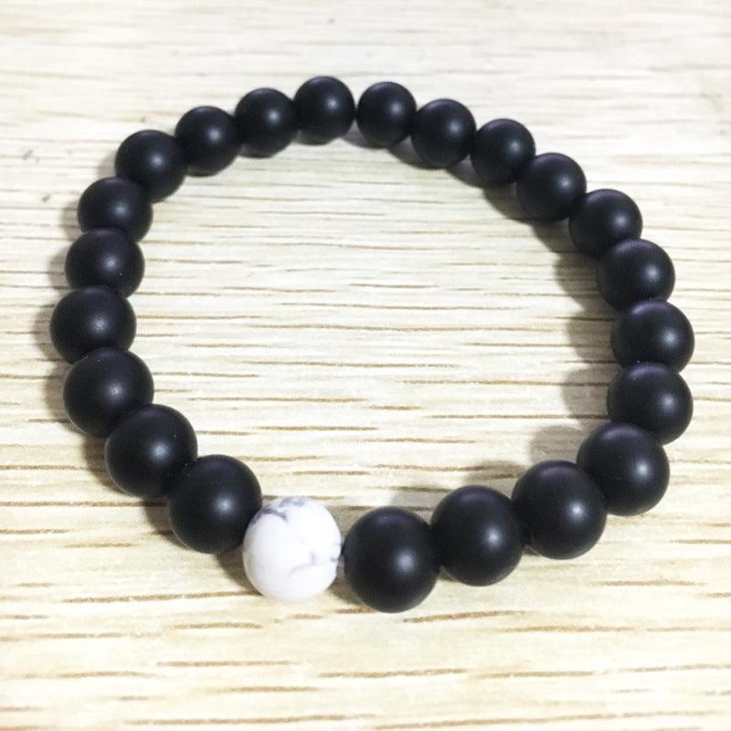 Frosted Stone White Turquoise 8mm Couple Suit Bracelet - Amazitshop