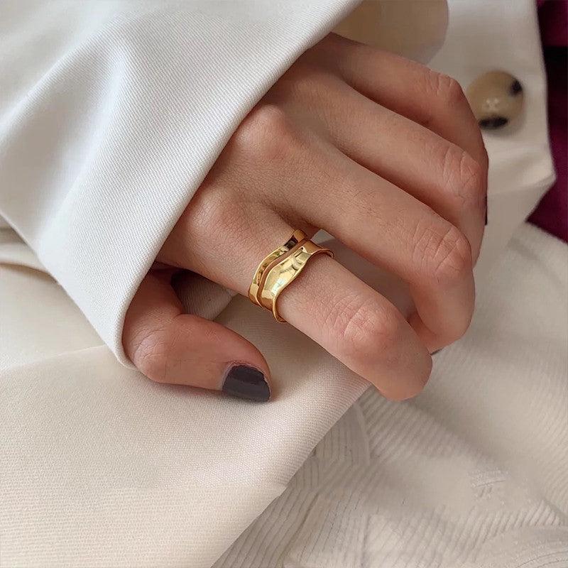 Frosty Wind Niche Wave Curve Ring - Amazitshop