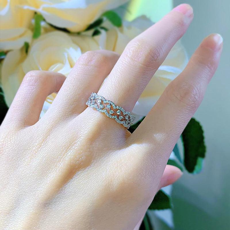 Full Diamond Stackable Ring Lace Ring Women's Simple - Amazitshop