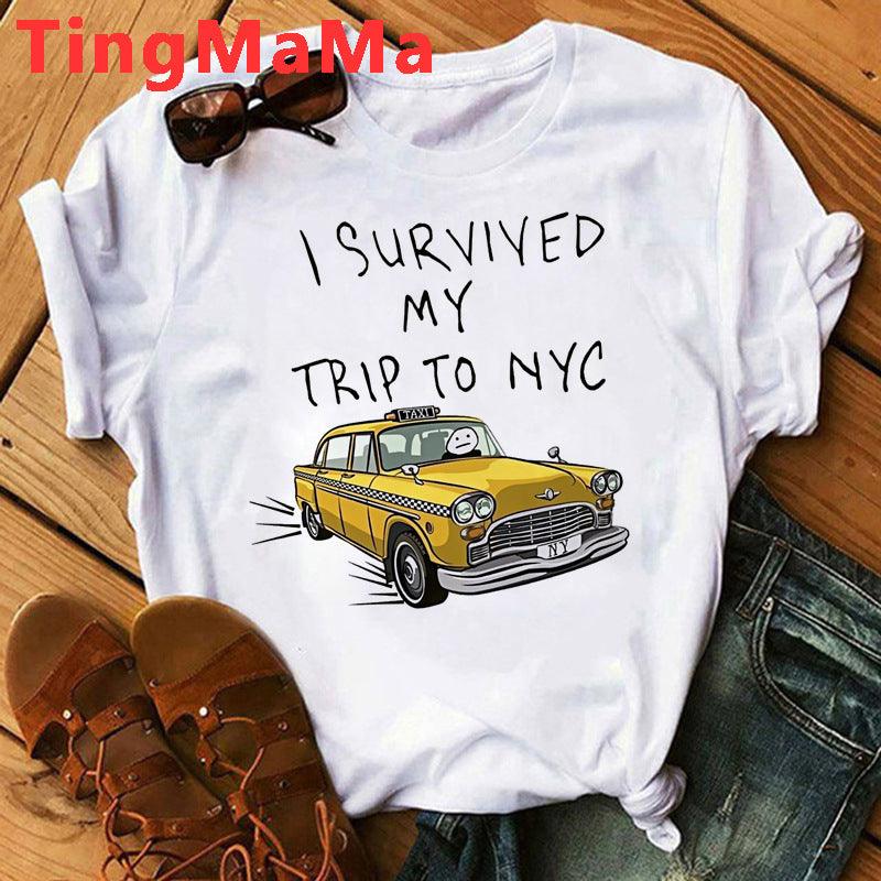 Funny Paper People Drive Away Letter Printing Pattern Summer Men's And Women's Short - sleeved T-shirts - Amazitshop