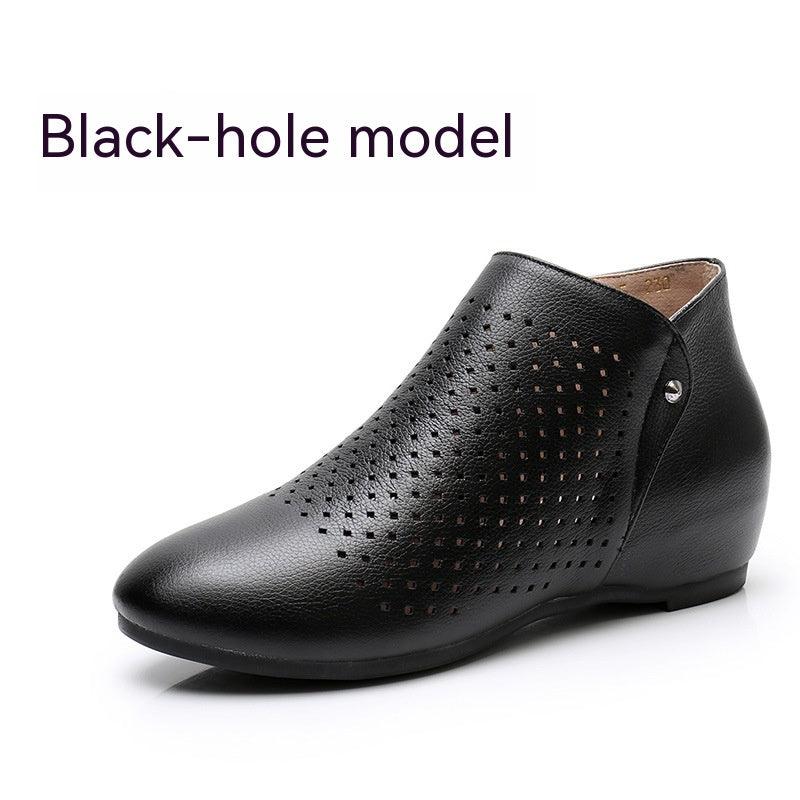 Genuine Leather Deep Mouth Flat Shoes Women - Amazitshop